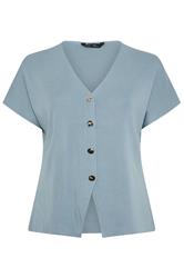 LIMITED COLLECTION Curve Blue Short Sleeve Compact Knitted Top