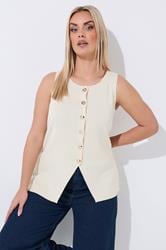 LIMITED COLLECTION Plus Size Cream Knitted Waistcoat | Yours Clothing 3