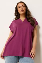 YOURS Plus Size Pink Notch Neck T-Shirt | Yours Clothing 3