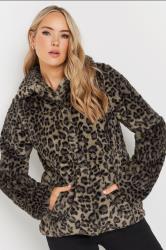 LTS Tall Brown Leopard Print Faux Fur Coat | Long Tall Sally 4