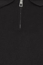 BadRhino Big & Tall Black Knitted Short Sleeve Zip Polo Shirt | BadRhino 1