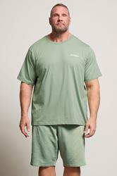 JACK & JONES Big & Tall Iceberg Green 'Beau' T-Shirt & Short Set | BadRhino 3