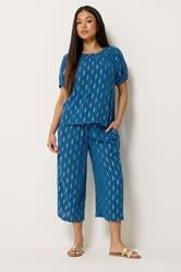 M&Co Petite Navy Blue Foil Scoop Neck Top | M&Co 2