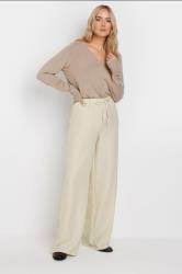 LTS Tall Women's Cream Textured Wide Leg Trousers | Long Tall Sally 2