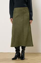 LTS Tall Women's Khaki Green Faux Suede Midi Skirt | Long Tall Sally 1