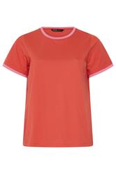 YOURS Curve Orange Contrast Trim T-Shirt