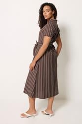 M&Co Chocolate Brown Stripe Midi Shirt Dress | M&Co 4