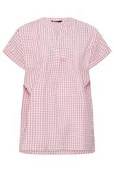 YOURS Curve Pink Check Overhead Half Placket Shirt