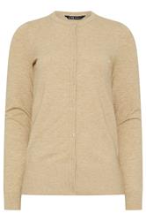 LTS Tall Neutral Brown Crew Neck Button Cardigan