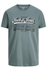 JACK & JONES Big & Tall Stormy Weather Blue Logo Chest Print T-Shirt