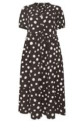 EVANS Plus Size Chocolate Brown Polka Dot Maxi Dress | Evans  5
