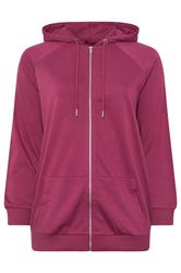 YOURS Curve Burgundy Red Zip Through Hoodie