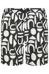 BadRhino Big & Tall Black & White Abstract Swim Shorts | BadRhino 6