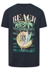 JACK & JONES Navy Blue 'Beach' Graphic Print T-Shirt | BadRhino 2