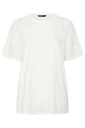 YOURS Curve White Woven Panel Oversized T-Shirt