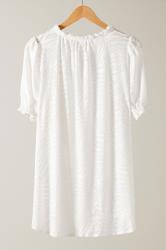 EVANS Plus Size White Burnout Print Tie Neck Blouse | Evans 7