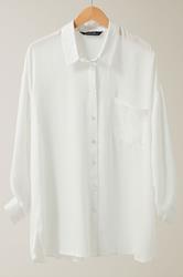 EVANS Curve White Metallic Button Through Shirt