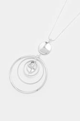 Silver Tone Mixed Circle Long Necklace | Yours Clothing 2