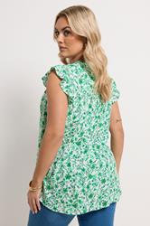 YOURS Plus Size Green Floral Pintuck Blouse | Yours Clothing 2