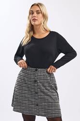 YOURS Plus Size Black Boucle Button Mini Skirt | Yours Clothing 2