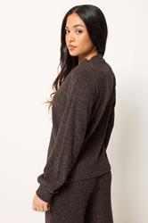 PixieGirl Petite Women's Chocolate Brown Ribbed Soft Touch Cardigan | PixieGirl 2