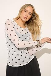 LTS Tall Women's White Polka Dot Mesh Top | Long Tall Sally 3