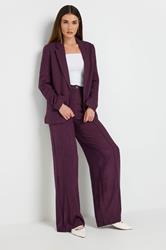 LTS Tall Purple Linen Pleated Wide Leg Trousers | Long Tall Sally 1
