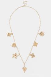 Gold Tone Charm Chain Necklace | Yours Clothing 3