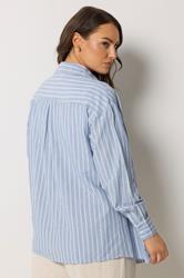 YOURS Plus Size Blue Stripe Linen Shirt | Yours Clothing 4