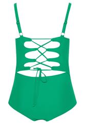 YOURS Plus Size Green Plunge Neckline Corset Swimsuit | Yours Clothing 8