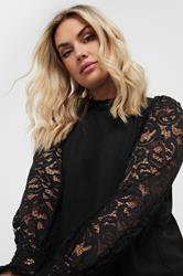 YOURS Plus Size Black Lace Sleeve Mini Dress | Yours Clothing 4