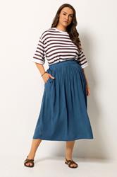 YOURS Plus Size Blue Chambray Midi Skirt | Yours Clothing 3