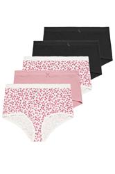 YOURSET 5 PACK Curve Pink & Black Floral Full Briefs