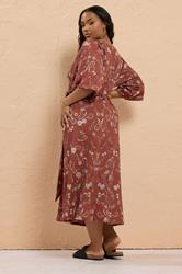 YOURS Plus Size Orange Paisley Kimono Sleeve Maxi Wrap Dress | Yours Clothing 2