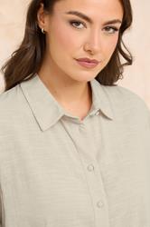 EVANS Plus Size Natural Brown Short Sleeve Cotton Shirt | Evans 5