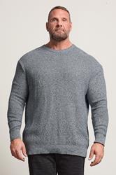 BadRhino Big & Tall Blue Crew Neck Knitted Jumper | BadRhino 3
