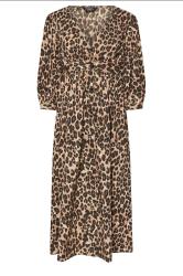 PixieGirl Petite Brown Leopard Print Button Midi Dress