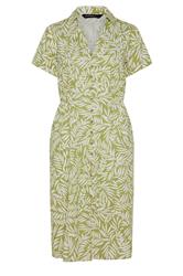 EVANS Curve Green Leaf Print Linen Shirred Waist Midi Dress