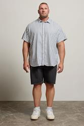 JACK & JONES Big & Tall White & Ensign Blue Striped Oxford Shirt | BadRhino 1