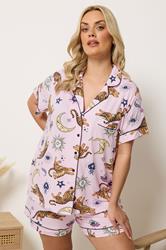 YOURS Plus Size Pink Celestial Short Pyjama Set | Yours Clothing 3