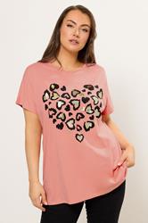 YOURS Plus Size Orange Leopard Heart T-Shirt | Yours Clothing 3