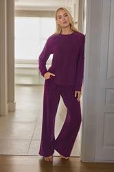 LTS Tall Women's Burgundy Red Microfleece Wide Leg Trousers | Long Tall Sally 3