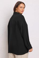 EVANS Plus Size Black Dipped Hem Oversized Shirt | Evans 2