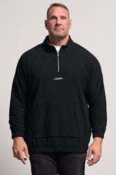 Jack & Jones Big & Tall Black JJ Studio Quarter Zip Fleece | BadRhino 3
