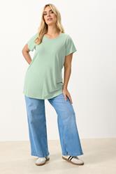 YOURS Plus Size Mint Green Core T-Shirt | Yours Clothing 1