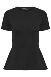 PixieGirl Petite Black Cotton Cinched Waist Top