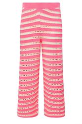 LIMITED COLLECTION Curve Pink & White Stripe Crochet Wide Leg Trousers