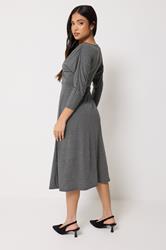PixieGirl Petite Women's Charcoal Grey Wrap Midi Dress | PixieGirl 2