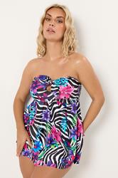 YOURS Plus Size Black Zebra Print Tankini Top | Yours Clothing 2