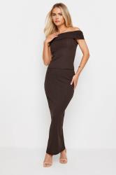PixieGirl Petite Women's Chocolate Brown Ribbed Maxi Tube Skirt | PixieGirl 3